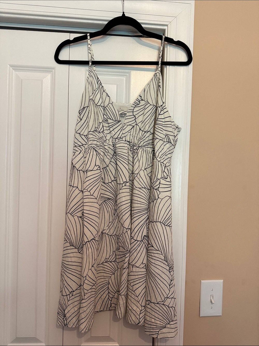 a new day White Dress with Black Stripe Print